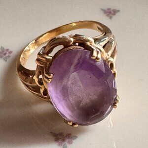 Vintage 14k Gold Ring With Purple Stone Approx Size 10/11